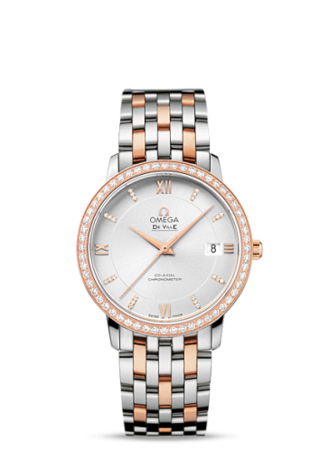 Omega De Ville Prestige Co-Axial 36.8 Stainless Steel / Red Gold / Silver / Diamond / Bracelet